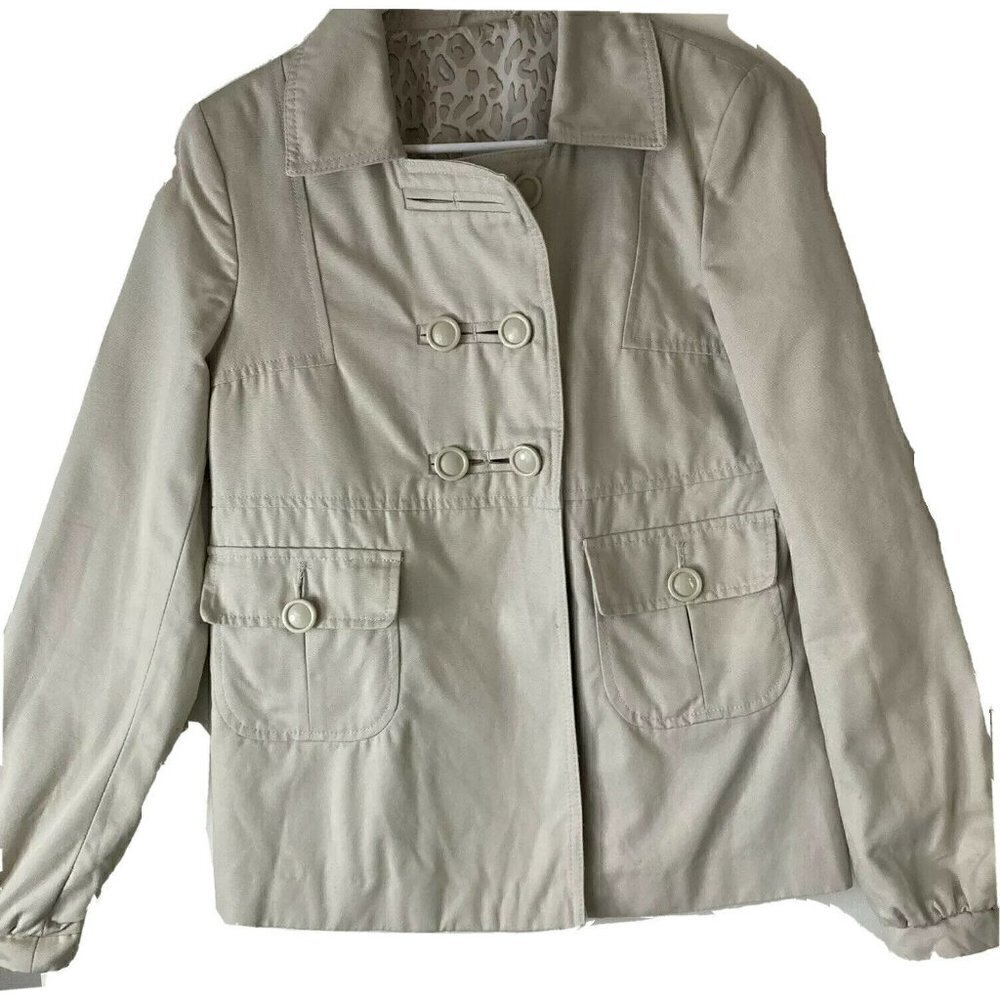 United Colors of Benetton Double Breasted Twill Tan Jacket‎ Topper Size 8 US
